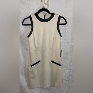 Express Cream Mini Dress with Black Trim